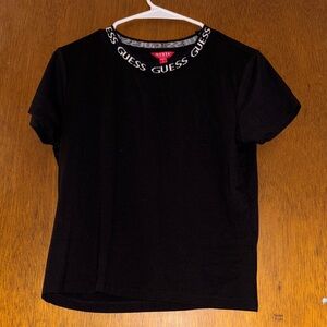 GUESS Black Short Sleeve Tee with Logo Collar